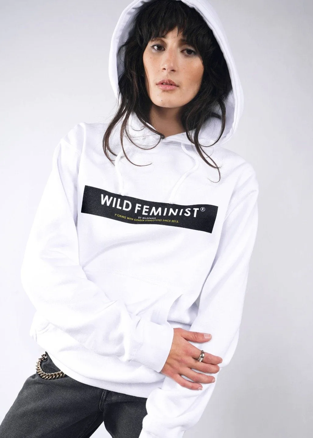 Wild Feminist by Wildfang Fleece Hoodie in White