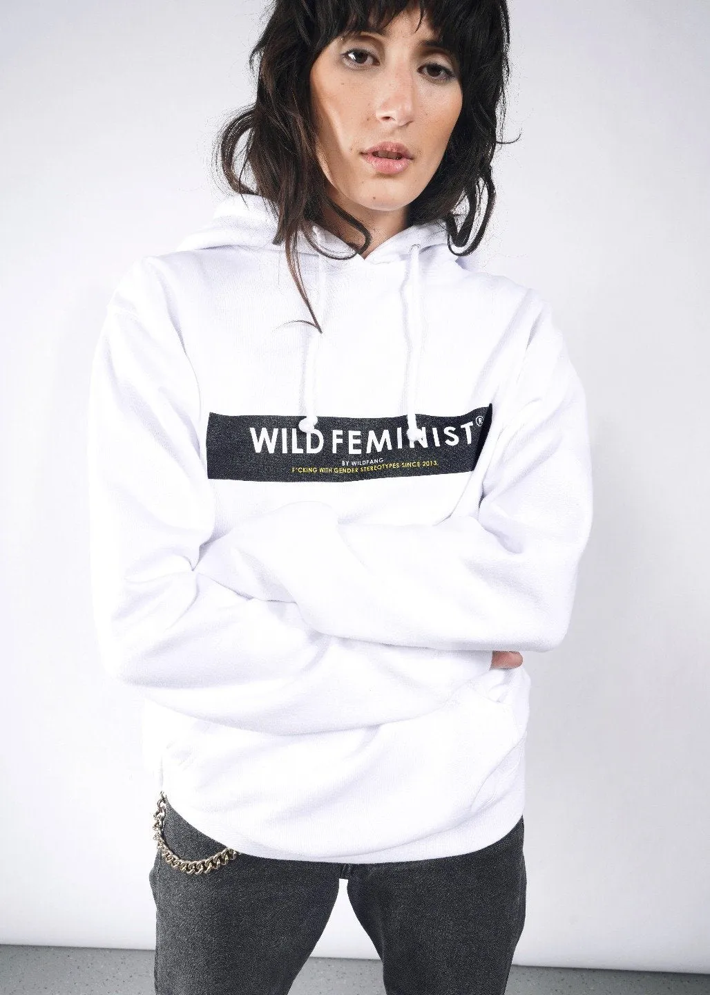 Wild Feminist by Wildfang Fleece Hoodie in White